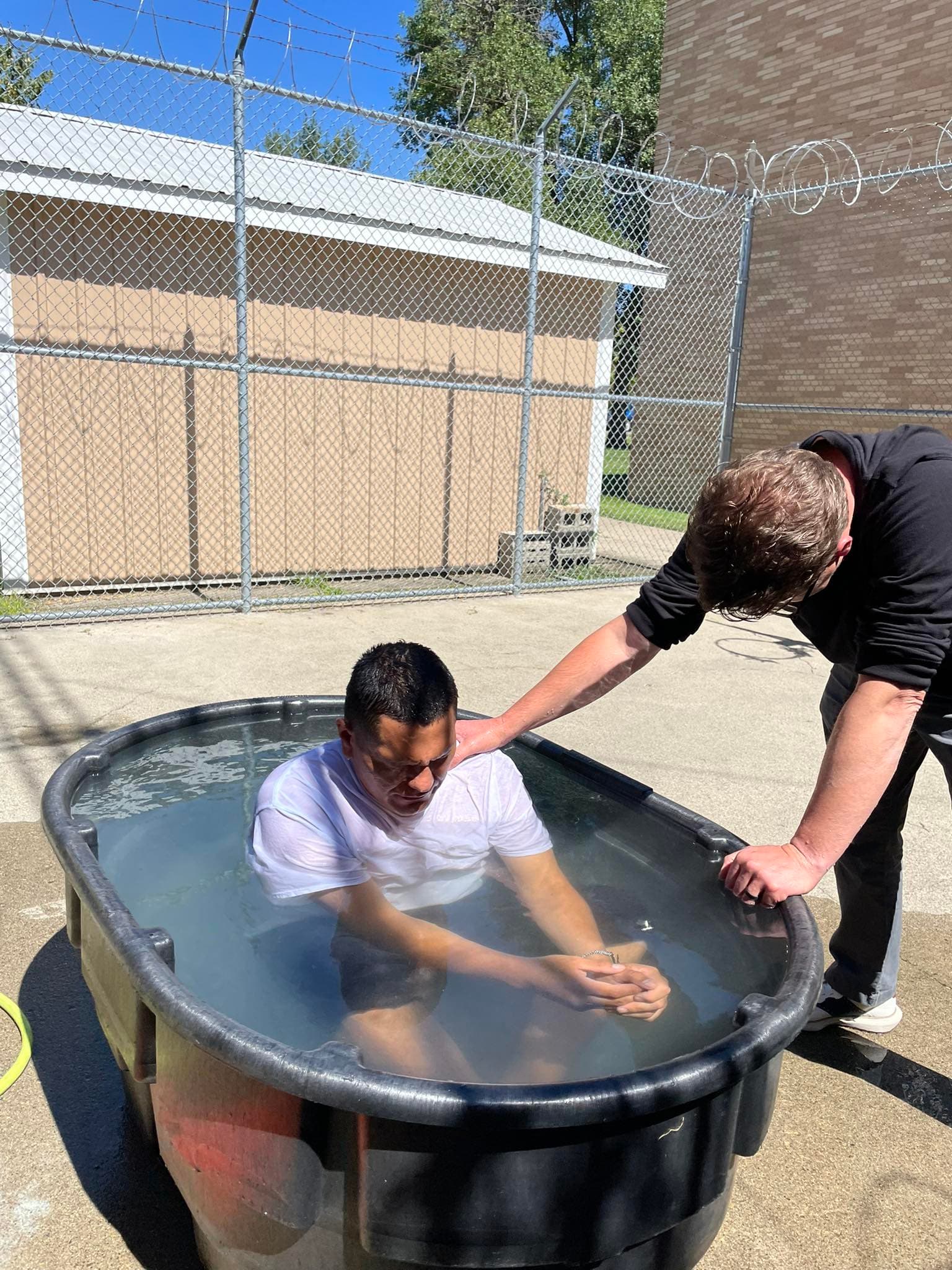 An outdoor baptism in South Dakota