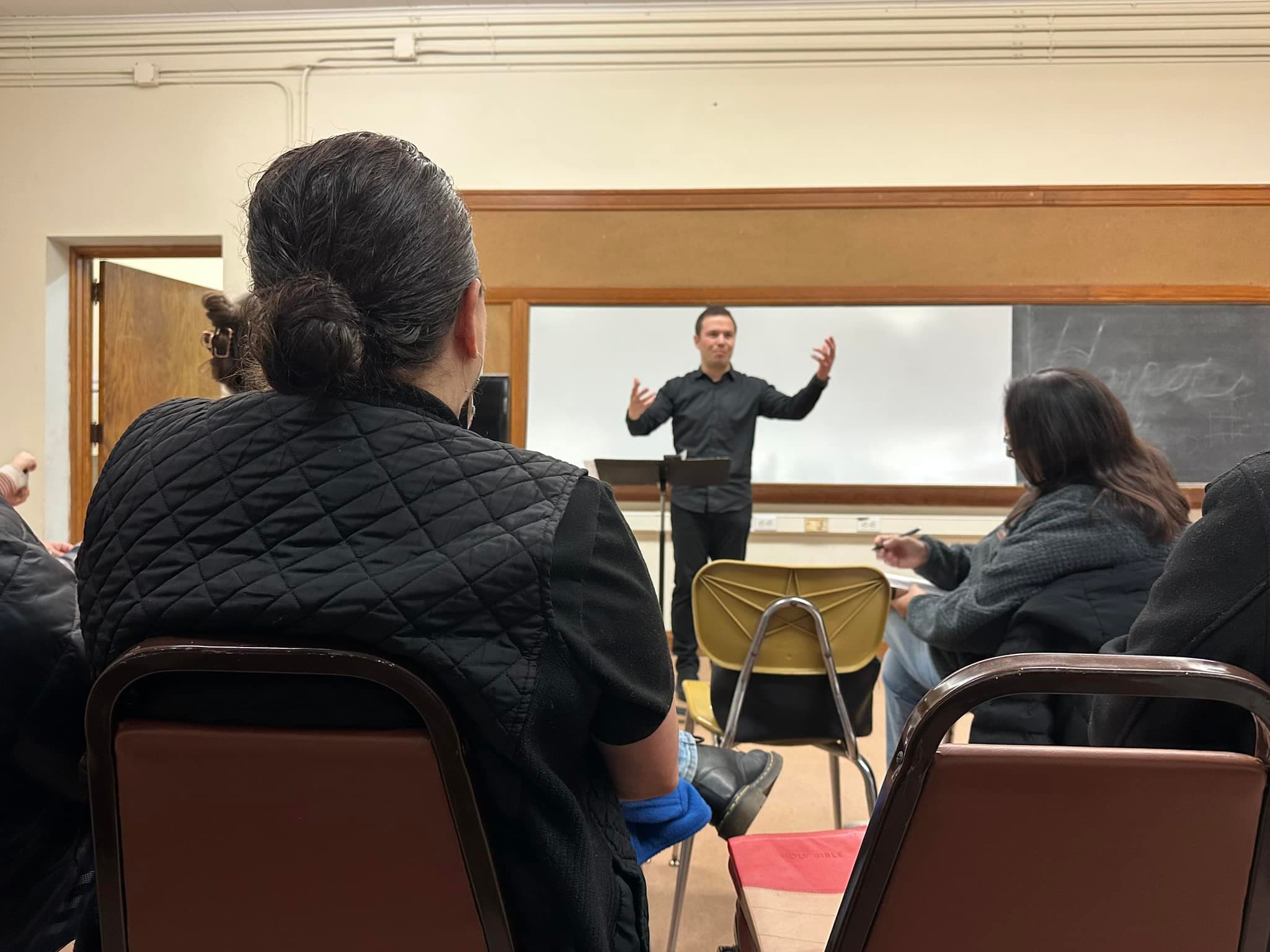 A Bible study gathering in one of the next towns